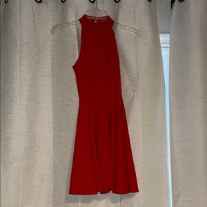 B Darlin Red Halter Fit and Flare Cocktail Dress